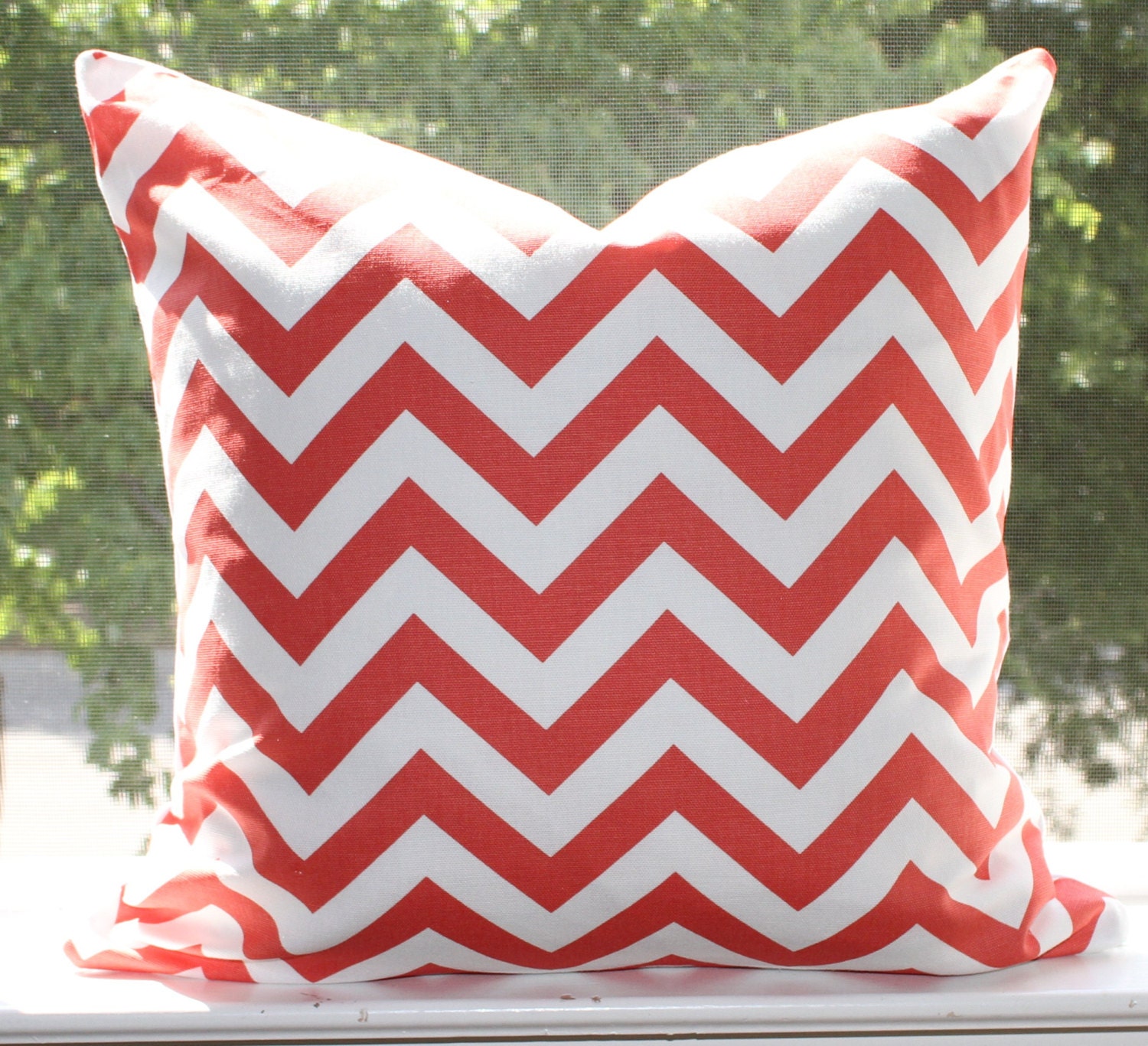 Coral Chevron ZigZag Fabric 18" x 18" Pillow Cover