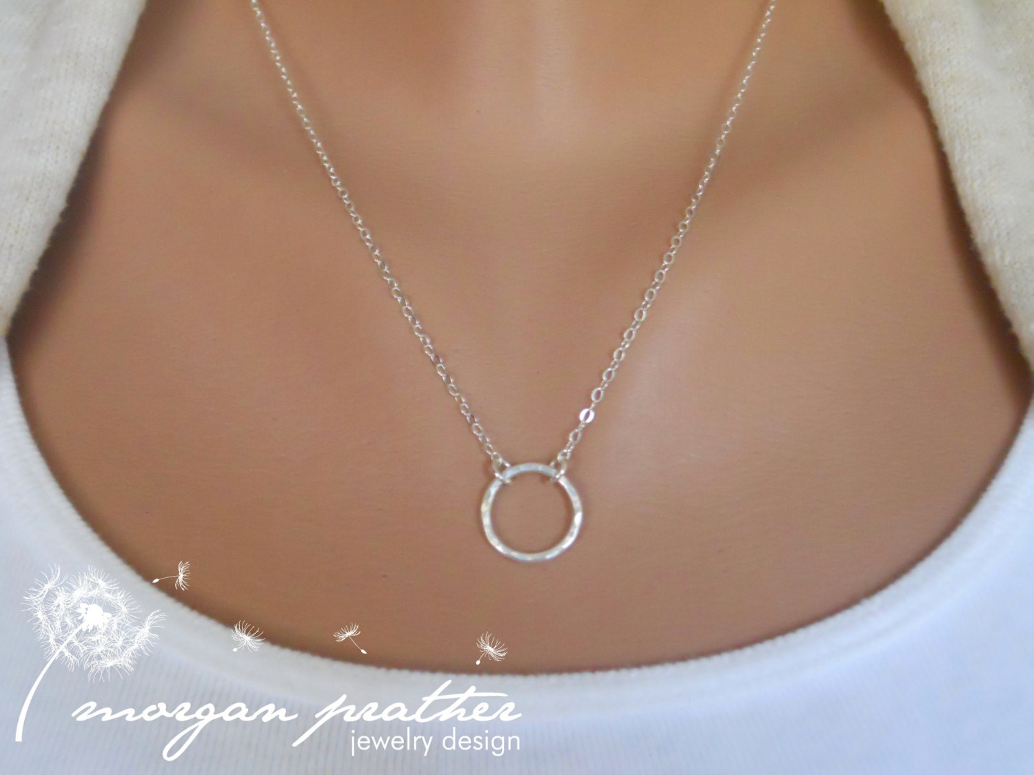 Sterling Silver 1/2" Diameter Circle Necklace - Eternity Simple Dainty Minimal Necklace - morganprather