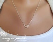 Little Sterling Silver Bow Necklace - Tiny Bow charm pendant suspended - Sterling Silver Fine Chain - morganprather