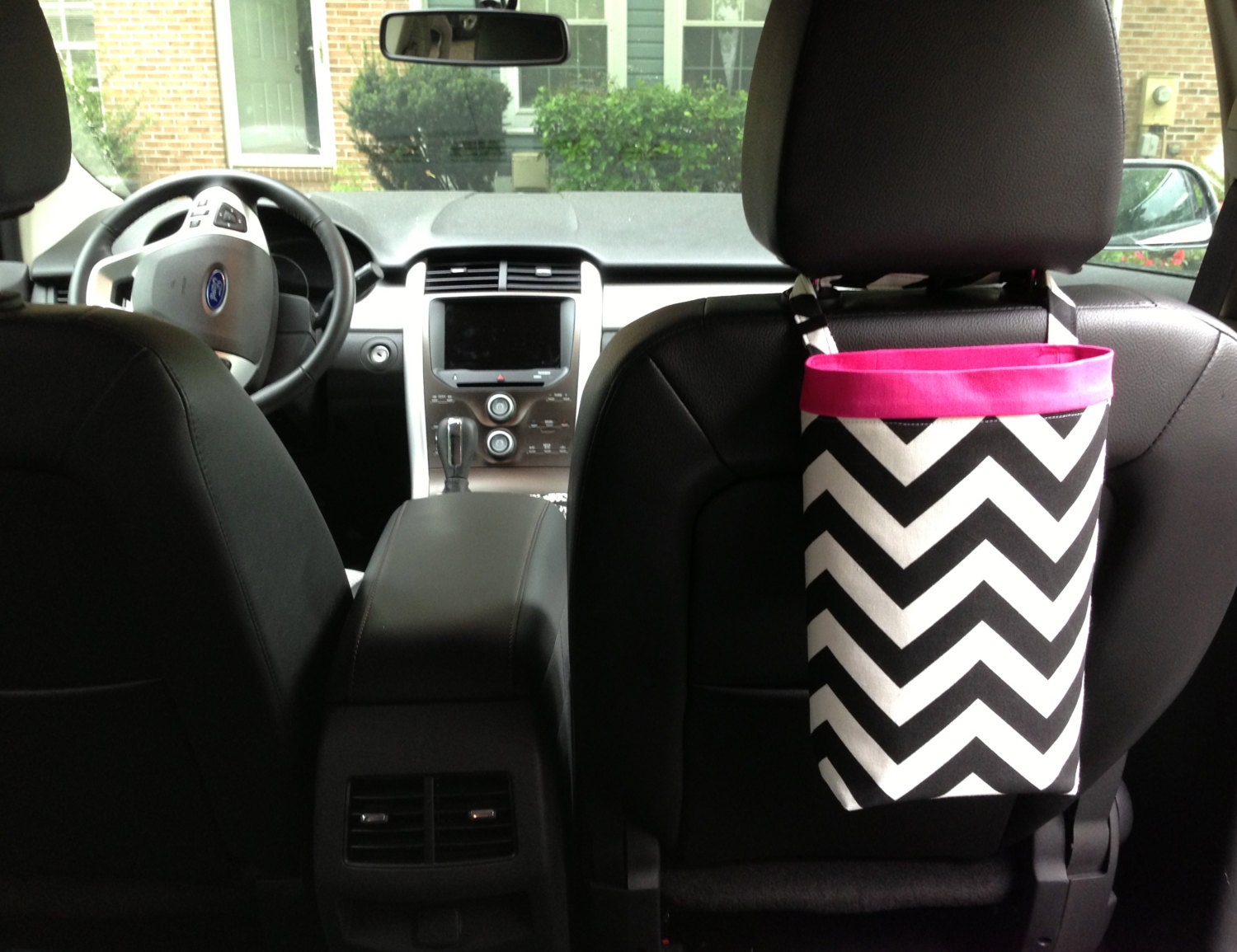 Car Trash Bag CHEVRON BLACK/White, Women, Car Litter Bag, Auto Accessories, Auto Bag, Car Organizer