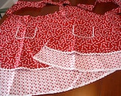 Matching Mother Daughter Valentine's Day Half Apron Set, Vintage Inspired, Double Layers, Red and White