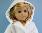 18 inch Doll Clothes American Girl Doll Outfit  -  White Fleece Hooded Robe and  Crochet Slippers