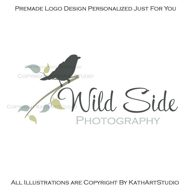 Premade Business Logo Design Floral Tree Branch Birdie Logo 75 Wild Side