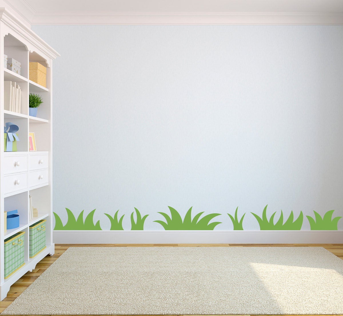 Grass Wall Decal - Nature wall art for Kids Bedroom - Set of 7 Grass Patches
