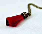 Arrow Necklace Red Necklace Brass Wire Wrapped Boho Jewelry, Cupid's Arrow