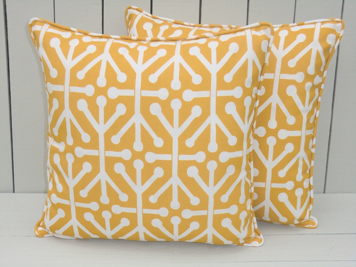 Yellow outdoor pillow cover, trellis outdoor pillow 18x18, corn yellow outdoor cushion, yellow trellis pillow , outdoor chair pillow cover
