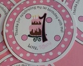 Pink Polka Dot girl Birthday favor tags set of 12- NEW