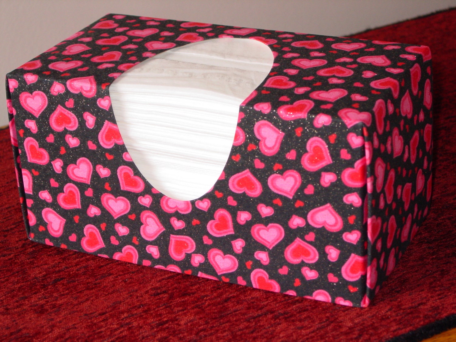 Sparkling Hearts Tissue Box Cover