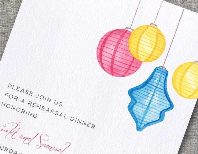 Made-to-order Rehearsal Dinner Bridal Shower Cocktail Party Invitation - Paper Lanterns