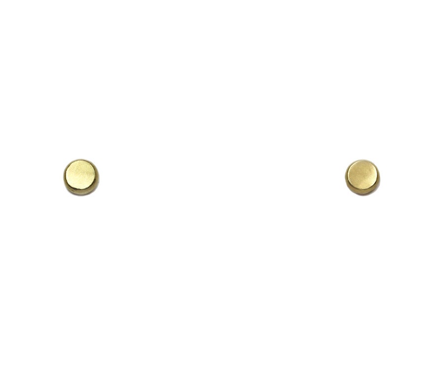 Flat Circle 18K Yellow Gold Dot Studs