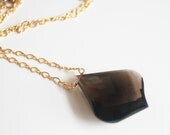 Gorgeous Smoky Quartz Chocolate Brown  Briolette Pendant Necklace
