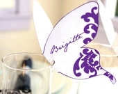 Perfect Purple and White Printable Damask Butterfly Place cards