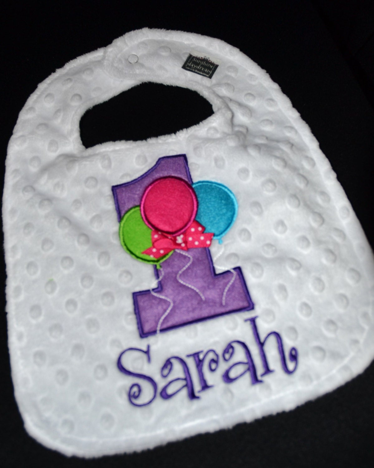 Balloon Birthday Bib-- First Birthday 1st Birthday   Can be plain or embroidered with a name. Your Choice- Same Price