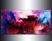 Contemporary ORIGINAL Abstract Modern Painting Large Fine Art Gallery Abstract Painting by Henry Parsinia Ready To Hang 48x24