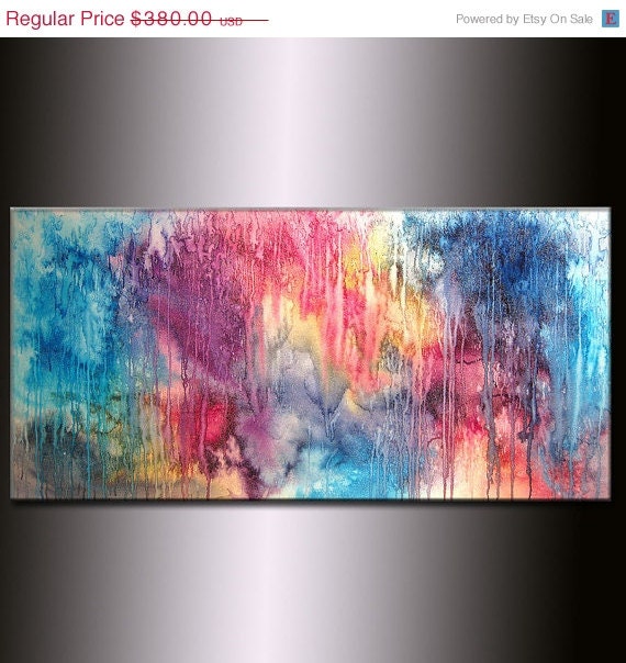 Large Abstract Painting, Original Abstract painting, Contemporary Modern Fine Art, Colorful Canvas Art, by Henry Parsinia 48x24