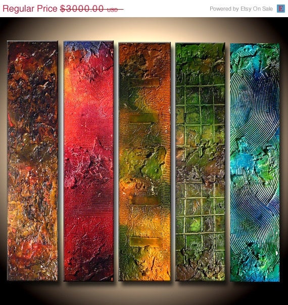 Original Textured Abstract painting Contemporary Multipanel Fine Art by Henry Parsinia Large 36x40x1.58