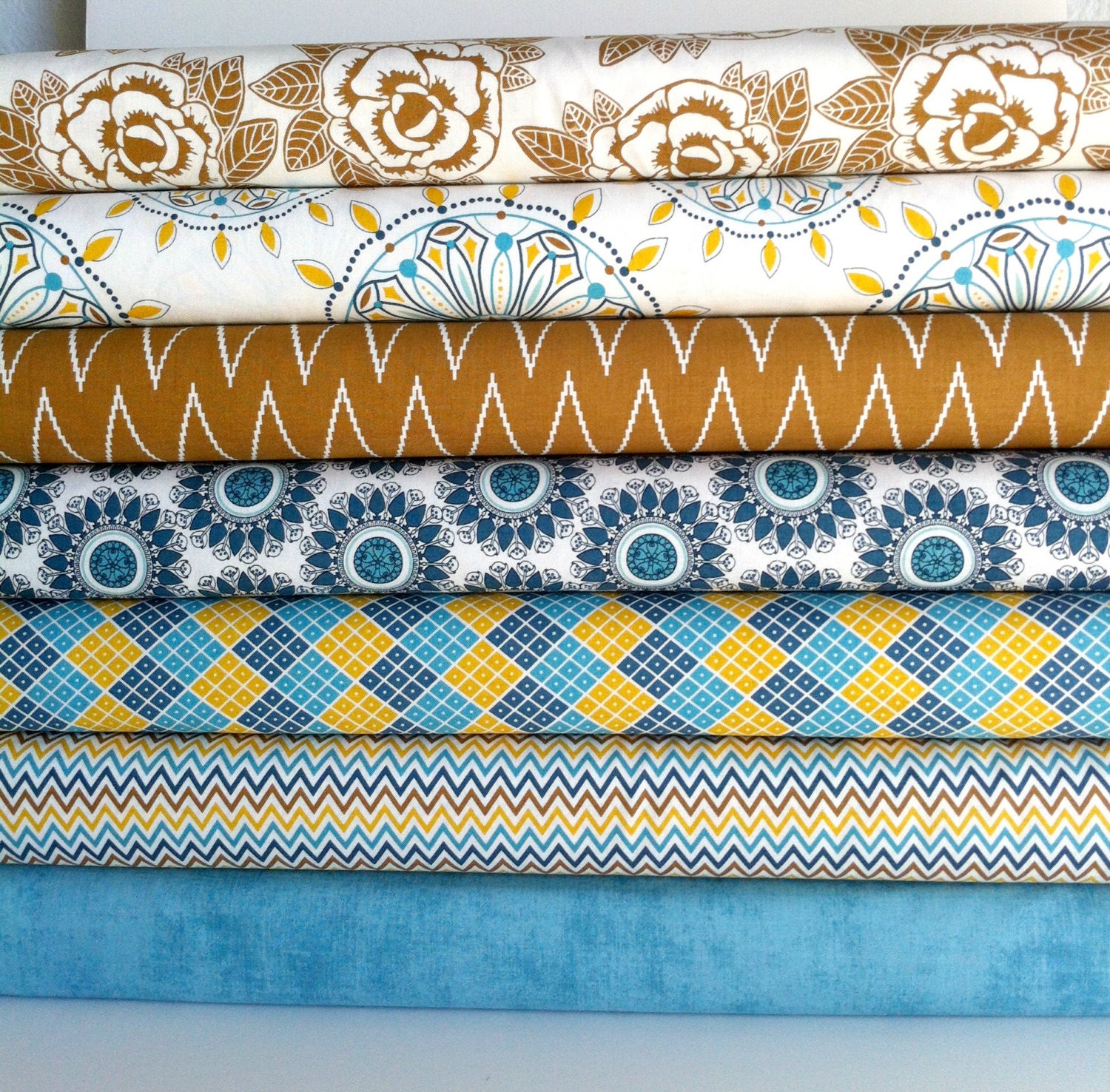 Indie Chic by My Minds Eye and Riley Blake Designs Brown Fat Quarter bundle 7 total