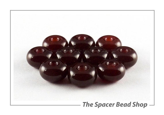 Handmade Lampwork Spacer Beads Glass Very Cherry Red 8mm Small Rondelle Donut SRA - The Spacer Bead Shop