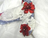 Women's ballet flats, Americana red white and blue, embellished shoes, country chic, shabby shoes, women's, true rebel clothing, 6.5