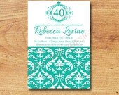 Damask Birthday Party Invitation-Custom Digital Card