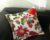 Jacobean style 20" linen cotton blend for interior use similar to Josef Frank botanical floral traditional multicolor flowers Crabby Chris