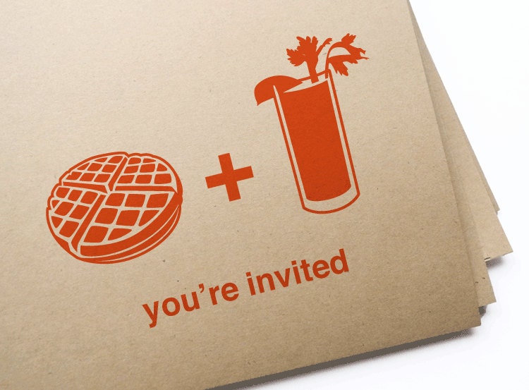 Printable waffle & bloody mary brunch invitations // Editable DIY Printable PDF