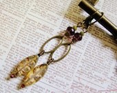 amber is the color of your energy.  czech glass dangle earrings.