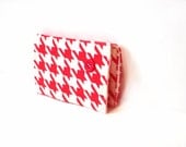 Card holder for business or credit cards organizer, red white checkered houndstooth