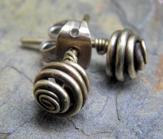 Small Antique Rosebuds Studs, ThePurpleLilyDesigns