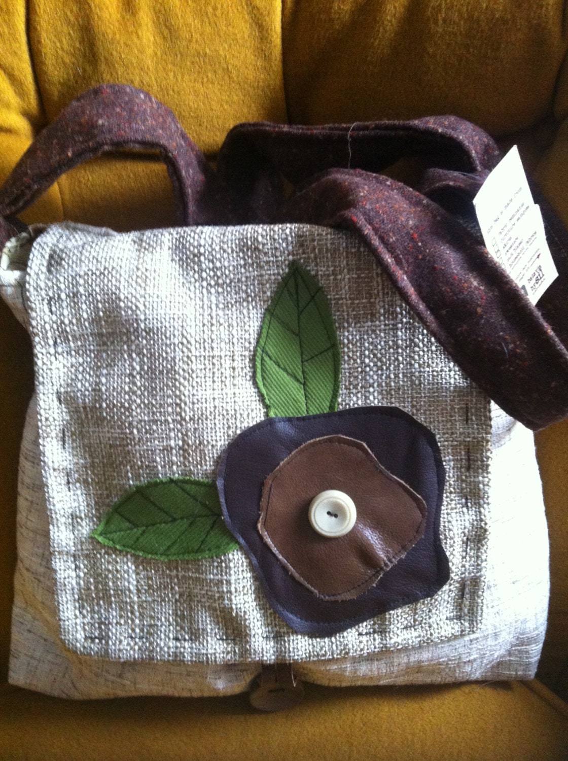 Upcycled Messenger Bag - french vanilla