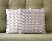Luxury Throw Pillow Set in Warm Grey Neutral and Ivory Cream with Duck Feather Inner Sleeves
