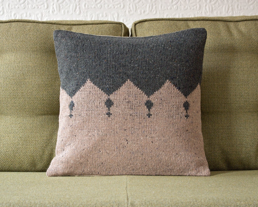 Circus Big Top Tassels Decorative Cushion /// Pillow cover in Dark Emerald Green and Linen