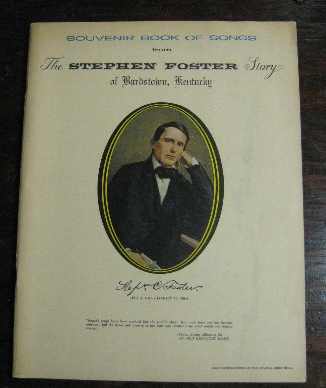 Souvenir Book of Songs from The Stephen Foster Story of Bardstown, Kentucky Stephen FOSTER
