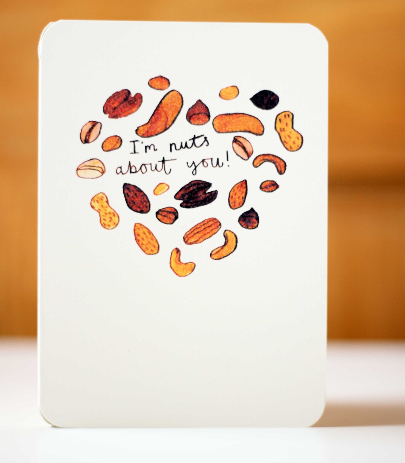 I'm Nuts About You - Funny - I Love You, Valentines Card, Recycled and Handmade in England