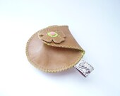 Leather Coin Purse The Mini Gypsy --Spring-- Change Purse in Leather and Vintage Fabric