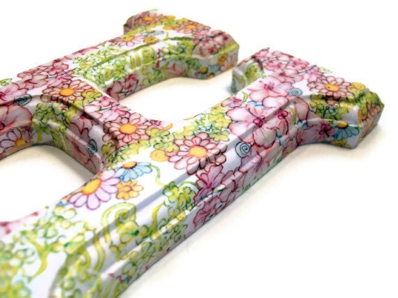 Decorated Wood Letters Decoupage Floral for any Initial, Name, or Word Custom for Your Decor