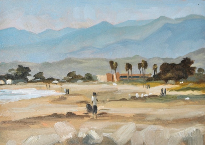 California Beach Oil Painting - Afternoon Haze - 5x7