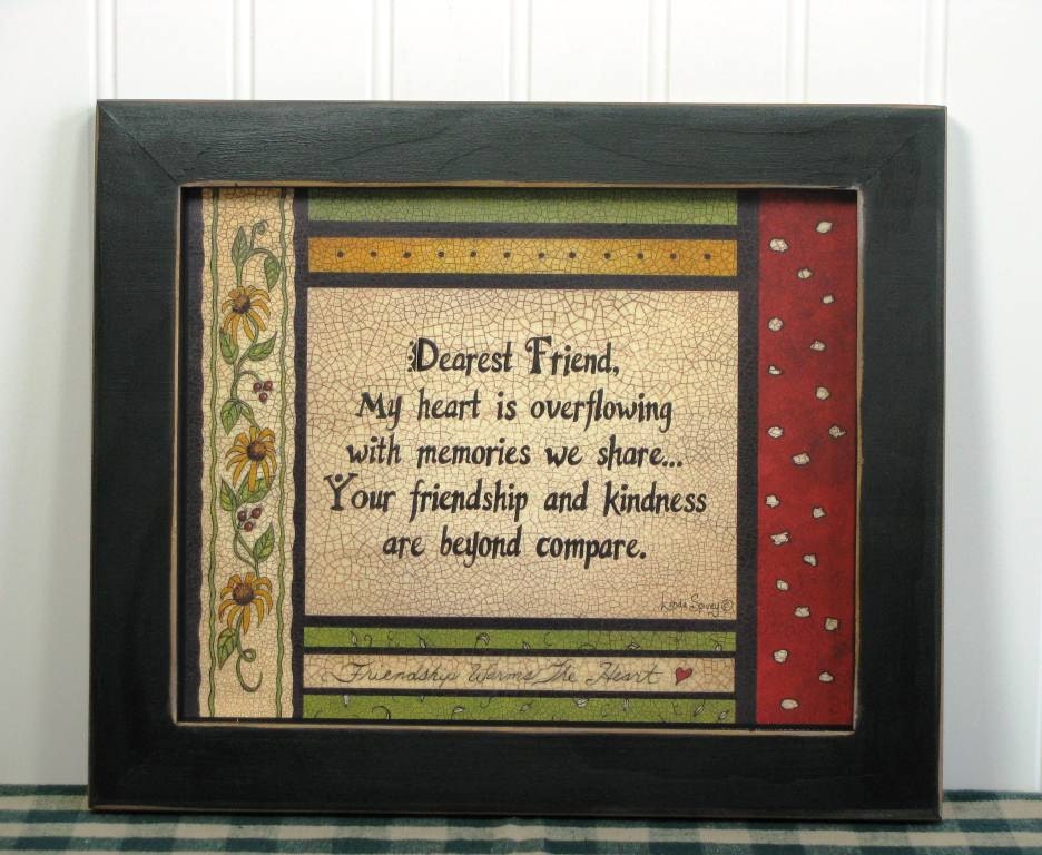 8X10 Framed Print Cottage Chic Primitive Linda Spivey Friend Poem