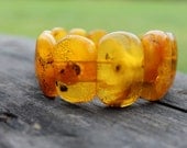 Natural Baltic Amber Stretch Bracelet Classic Huge Honey Exclusive Large Hand Crafted Honey Transparent Bee Mother's Day