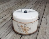 Vintage Rustic Floral Metal Cake Carrier Pie Server