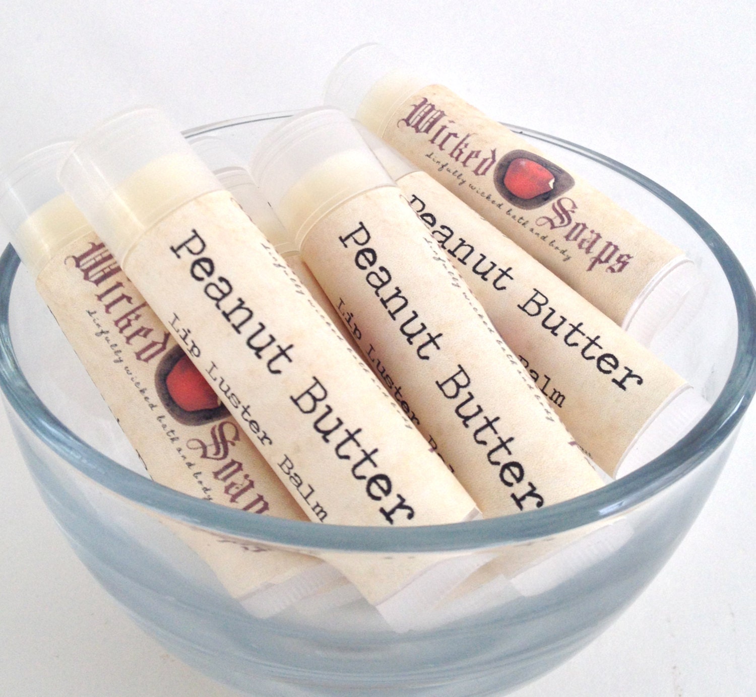 Lip Balm . Peanut Butter Lip Balm . Cocoa Butter Beeswax Lip Balm Tube by WickedSoaps