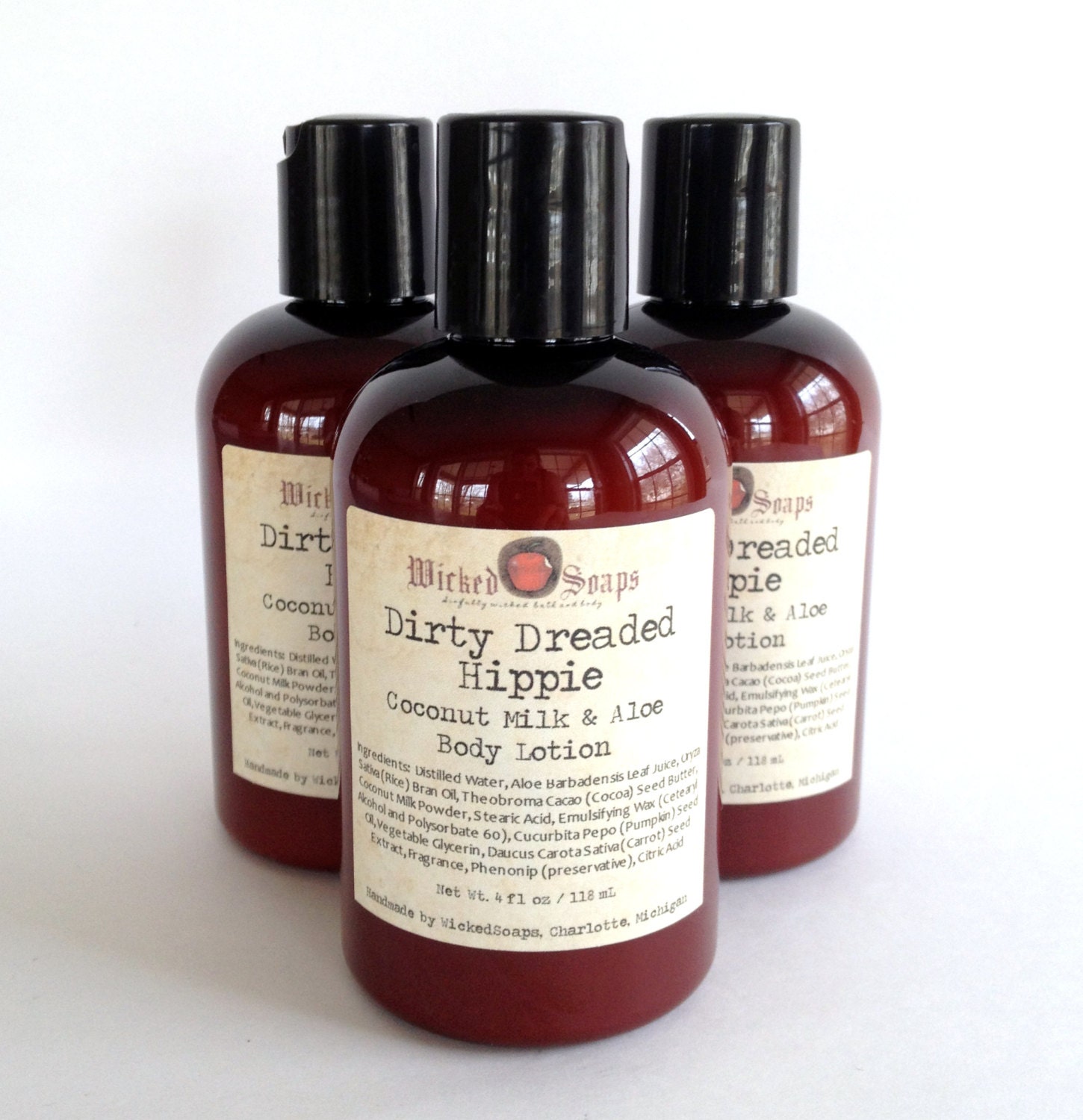 Dirty Dreaded Hippie Body Lotion - Coconut Milk and Aloe Body Lotion with Cocoa Butter and Pumpkin Seed Oil -Vegan Friendly