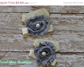 MEMORIAL DAY SALE Baby Sandals - Shabby Chic - Ivory and Gray
