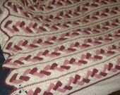 Vintage hand crochet   criss cross stitch large afghan bedspread twin size