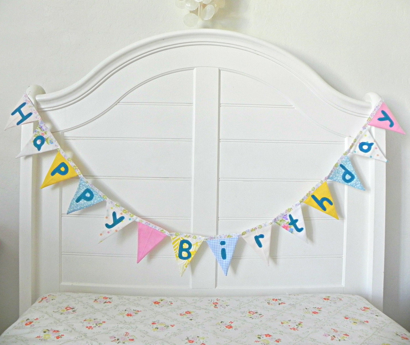 Your Custom Happy Birthday Vintage Fabric Bunting Banner, Garland, Pennant Decoration Handmade By A FĂȘte Beckons Il_170x135