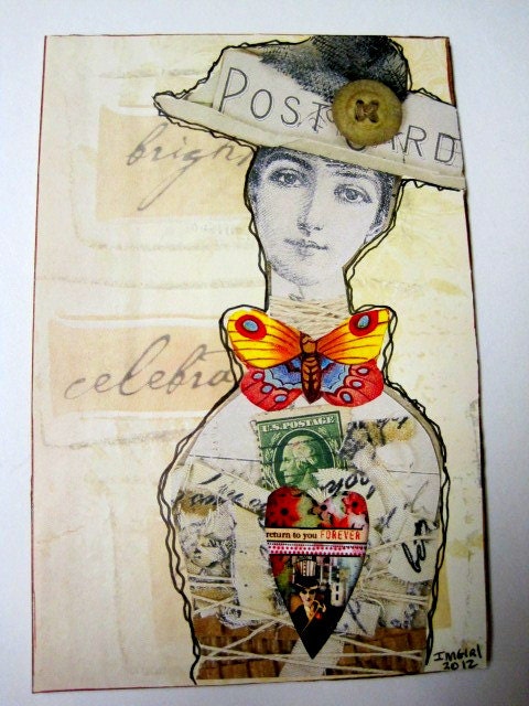 Mixed Media Art Handmade POSTCARD Imgirl Original Postcard Art RETURN to You FOREVER