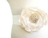 Gorgeous Ivory Sash Belt, Bridal Sash Belt, Flower Sash Belt, Crystal Wedding Belt