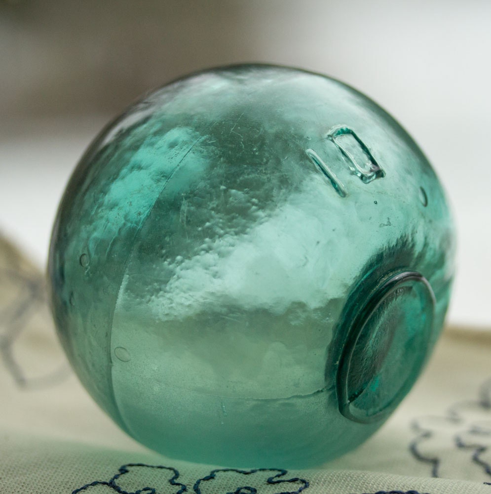 SALE Glass Float Fishing Net Float, Authentic, Nautical decor, Teal