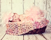 Pink Feather Couture Satin Bloomers & Headband Set Newborn Infant Girl  Spring Easter  photo session prop Diaper Cover