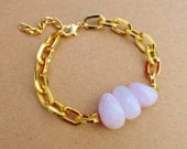 30% OFF COUPON SALE - Chunky Triple Quartz and Gold Chain Bracelet